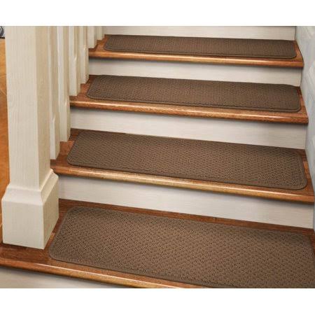 Set of 15 Adhesive Carpet Stair Treads - Toffee Brown - 8 in. x 30 in. R9297