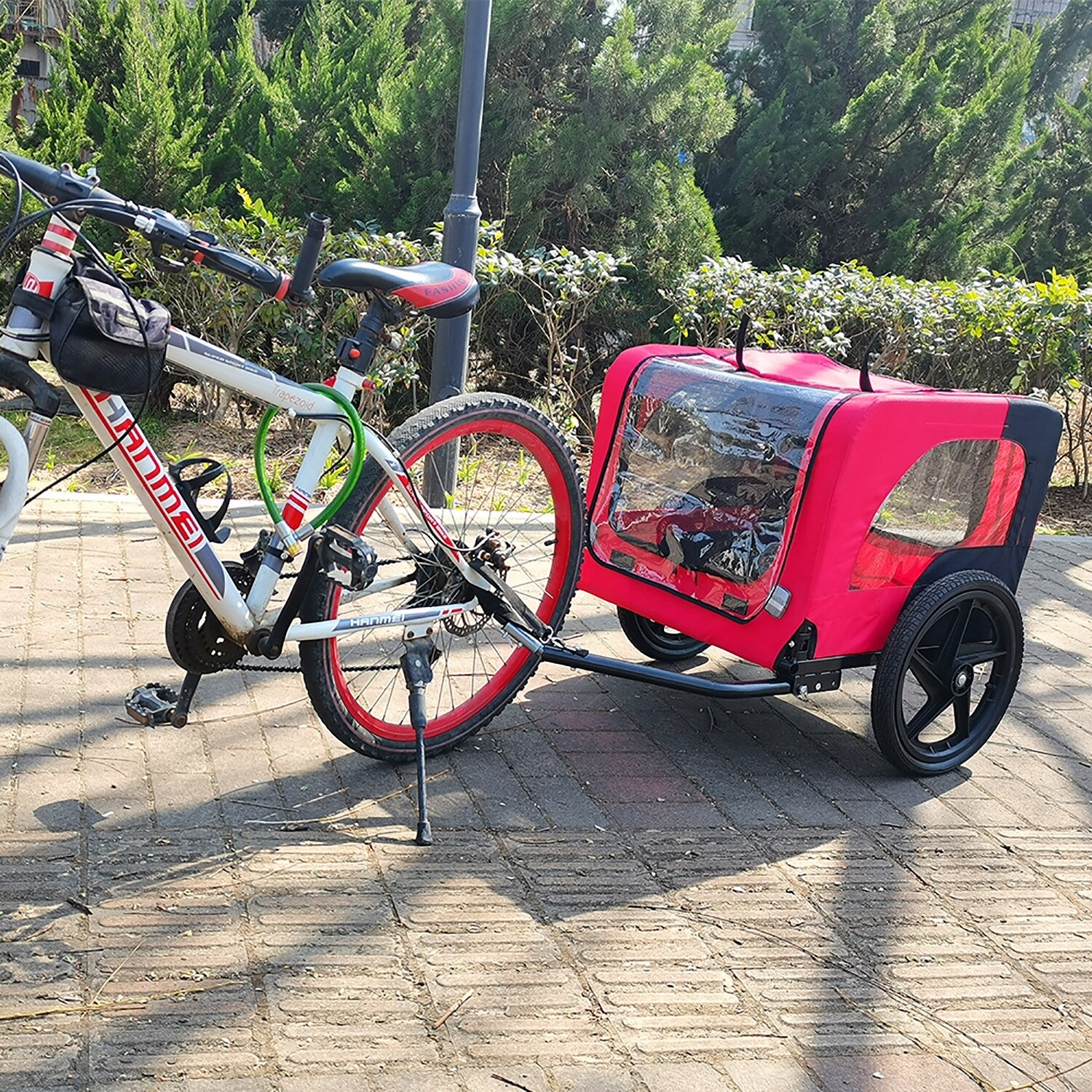 Yellow Foldable Pet Stroller Dog Carrier Bicycle Trailer T743535