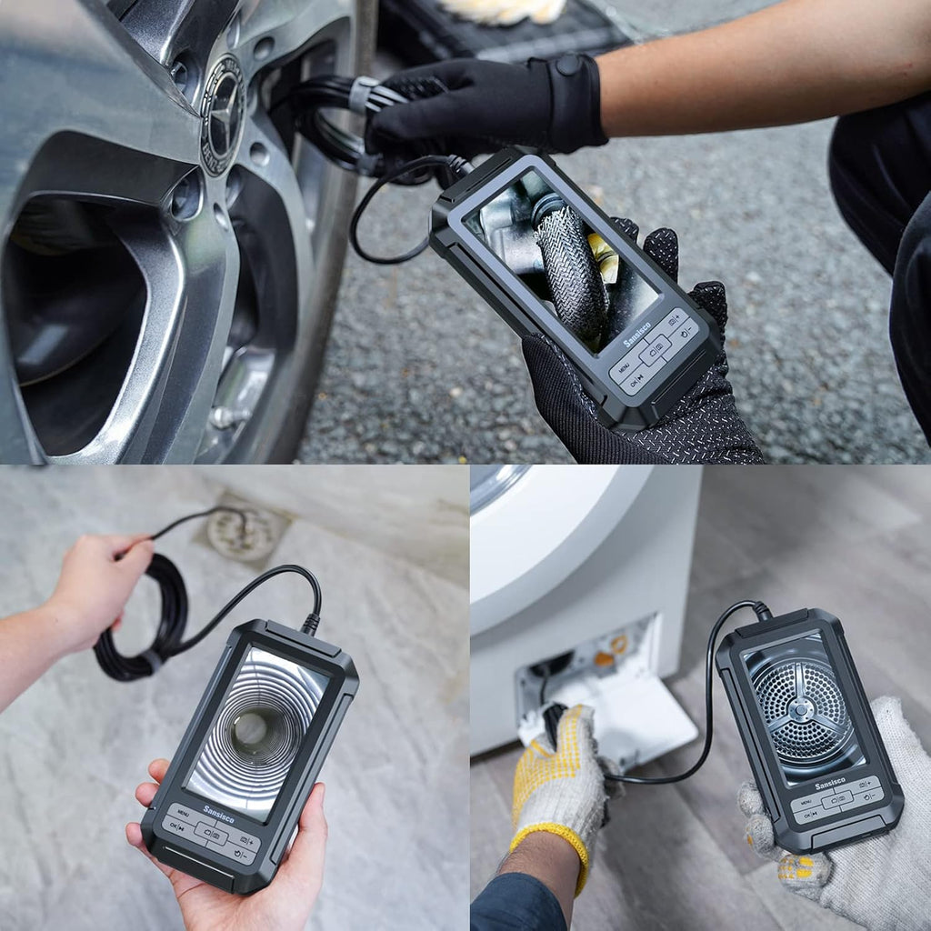 1080P HD Digital Endoscope with 5.5 mm Thin Probe, 4.3-Inch LCD Screen, IP67 Waterproof, 16.5ft Semi-Rigid Cable T409291
