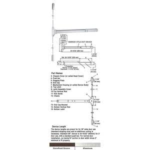 Surface Rod Panic Exit Device 36x22 Satin Aluminum U60371