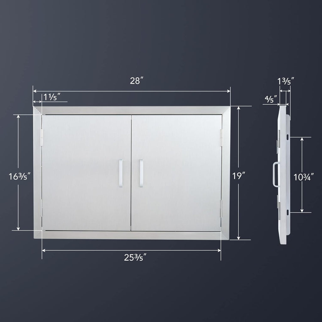 28 W x 19 H Weatherproof 304 Stainless Steel Double Access Door P980094