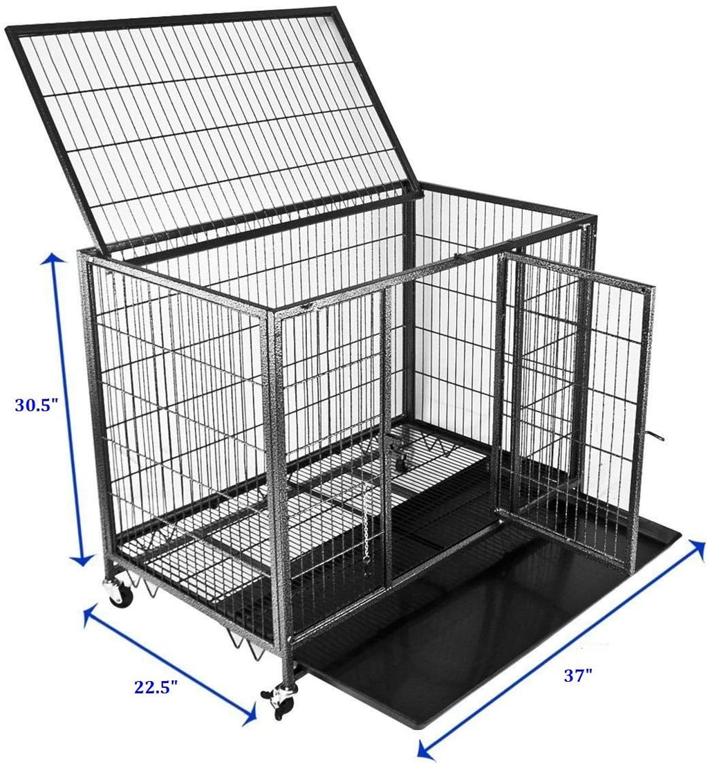 Heavy Duty Metal Open Top Cage with Floor Grid, Casters and Tray P34294