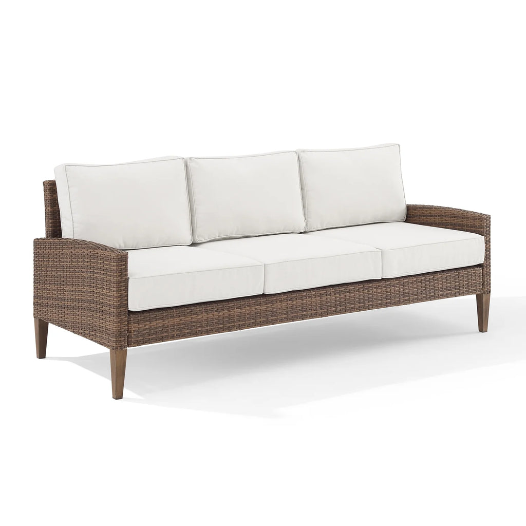 Brown/White Wicker Rattan Outdoor Sofa A423