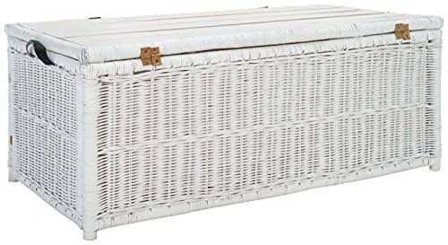 White/Brown Rattan Storage Trunk J9661