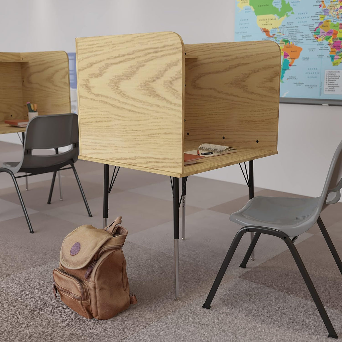 Stand-Alone Study Carrel with Height Adjustable Legs J536