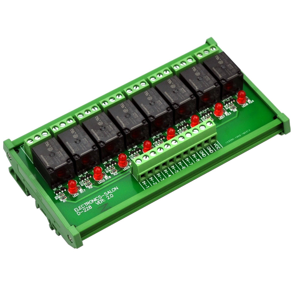 DIN Rail Mount 8 SPDT Power Relay Interface Module, DC 12V, Pack of 2 W815