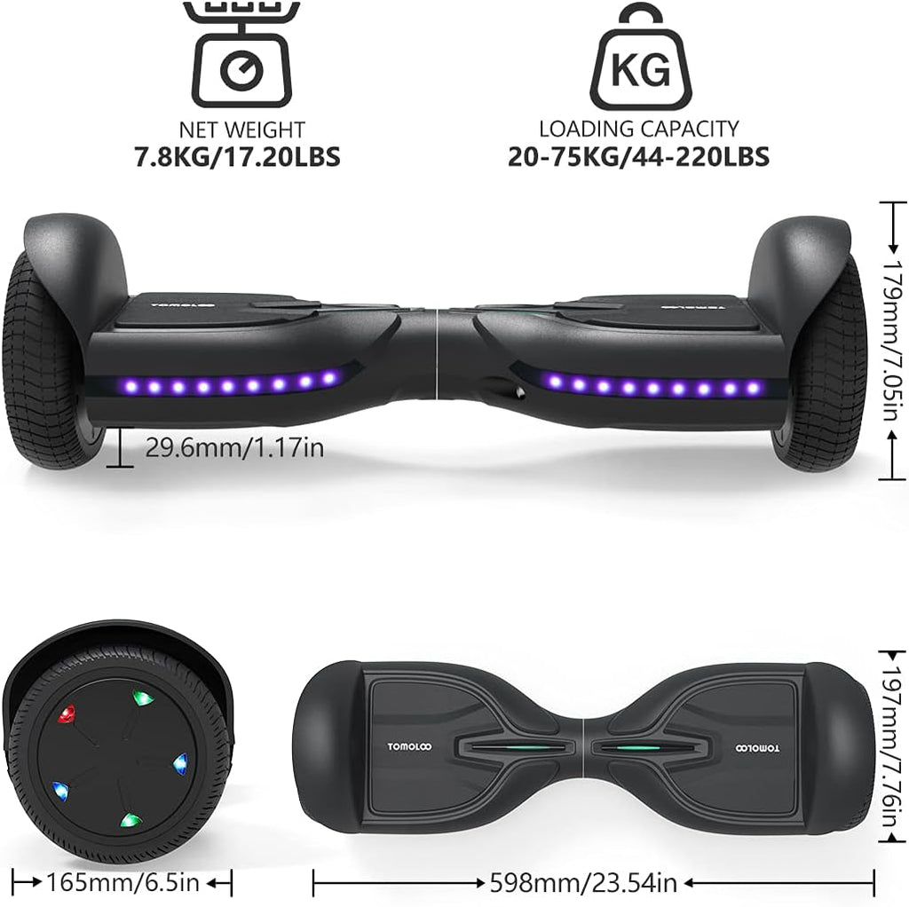 6.5 Inch Solid 2 Wheel Hoverboard with Bluetooth and LED Lights S552220