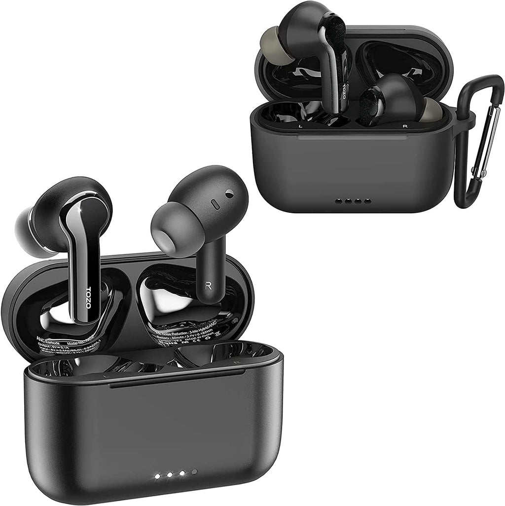 Hybrid Active Noise Cancelling Earbuds with Silicone Case Black H96828