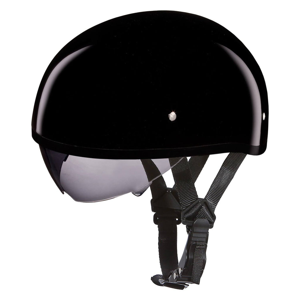 Hi-Gloss Black Half Helmet with Inner Shield H266