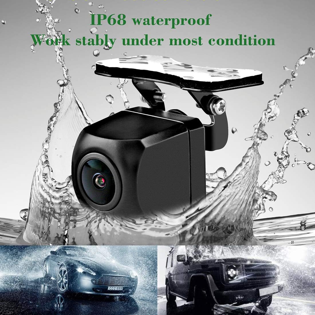 License Plate Backup Camera with Dynamic Moving Guide Line, Waterproof Night Vision Rear View Camera Pack of 2 M499783