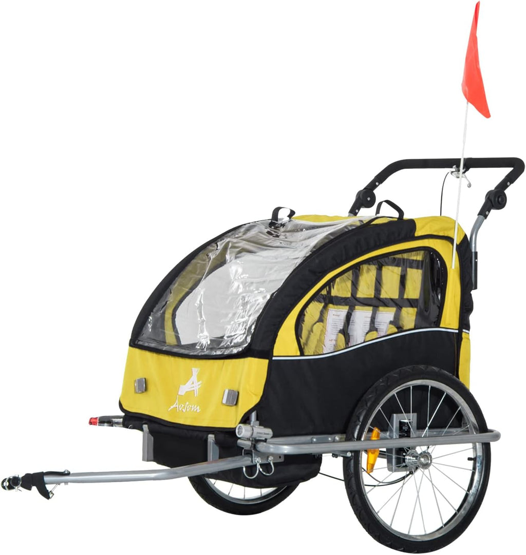Double Child Two-Wheel Bicycle Cargo Trailer with 2 Harnesses Y227