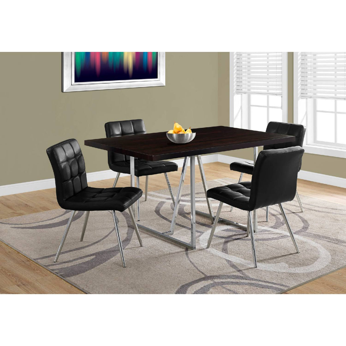 Cappuccino Chrome Metal Dining Table G2315