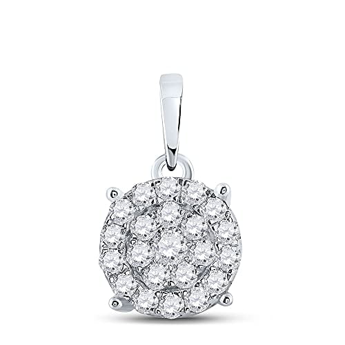 10kt White Gold Diamond Cluster Pendant 1-1/2 Cttw I7910
