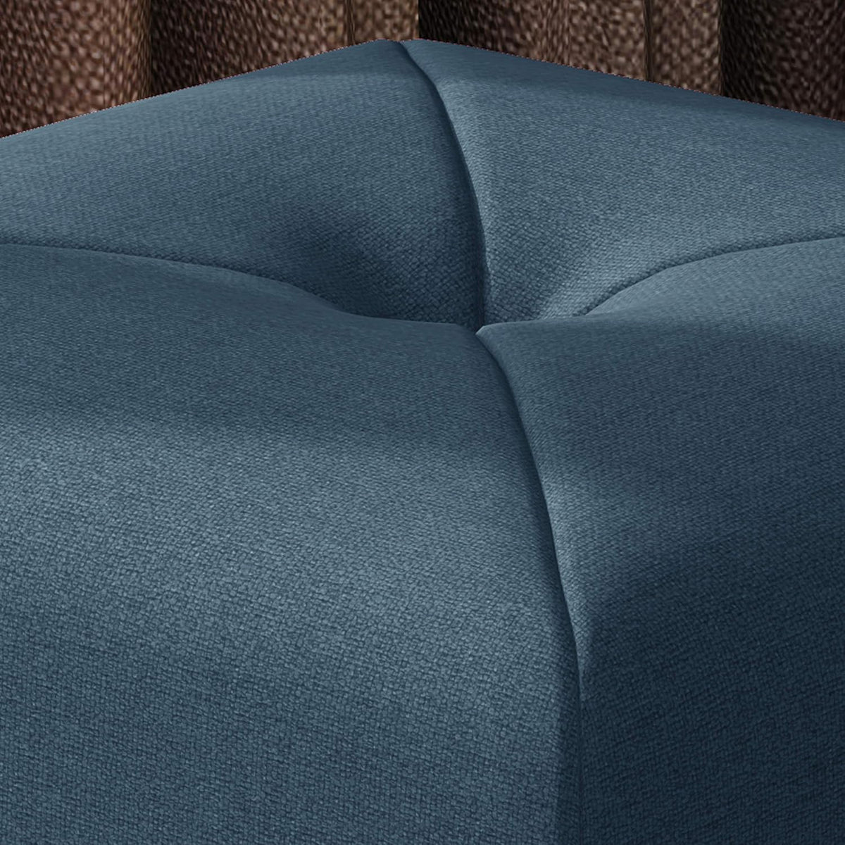 Navy Blue Fabric Square Ottoman F87044