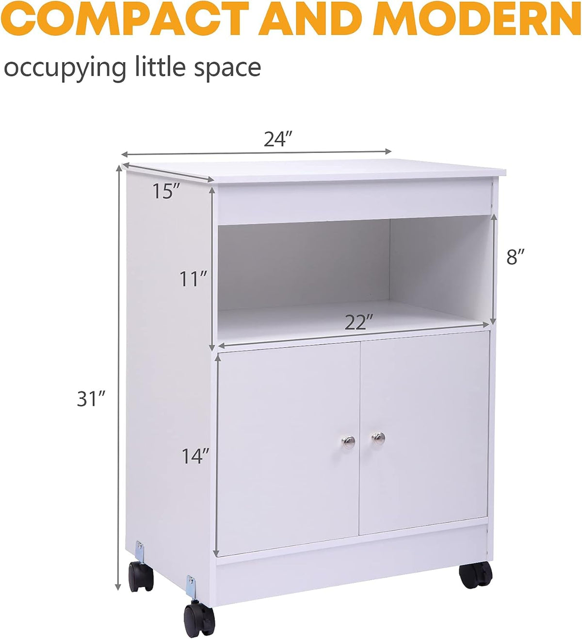 White Wooden Microwave Cart with 1 Drawer N5833
