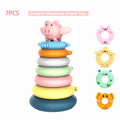 7 Rings Stacking Rings Soft Toys Montessori Baby Blocks Teething Learning Stacker K213