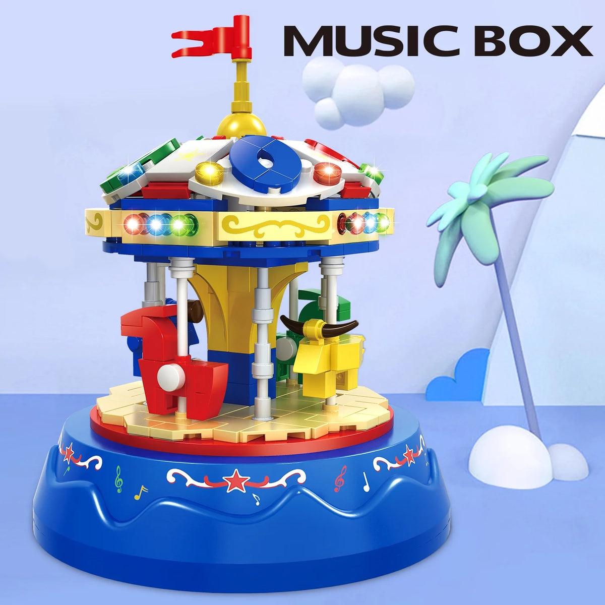 Yellow&Blue 222pcs Music Box Building Blocks E6683