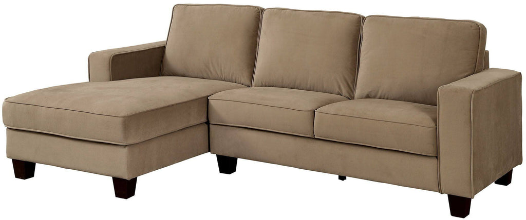 Brown Flannelette Sectional with Ottoman P8680