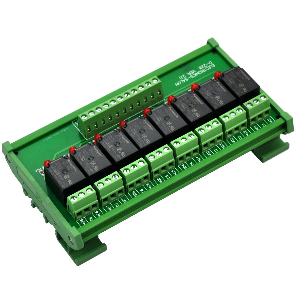 DIN Rail Mount 8 SPDT Power Relay Interface Module, DC 12V, Pack of 2 W815