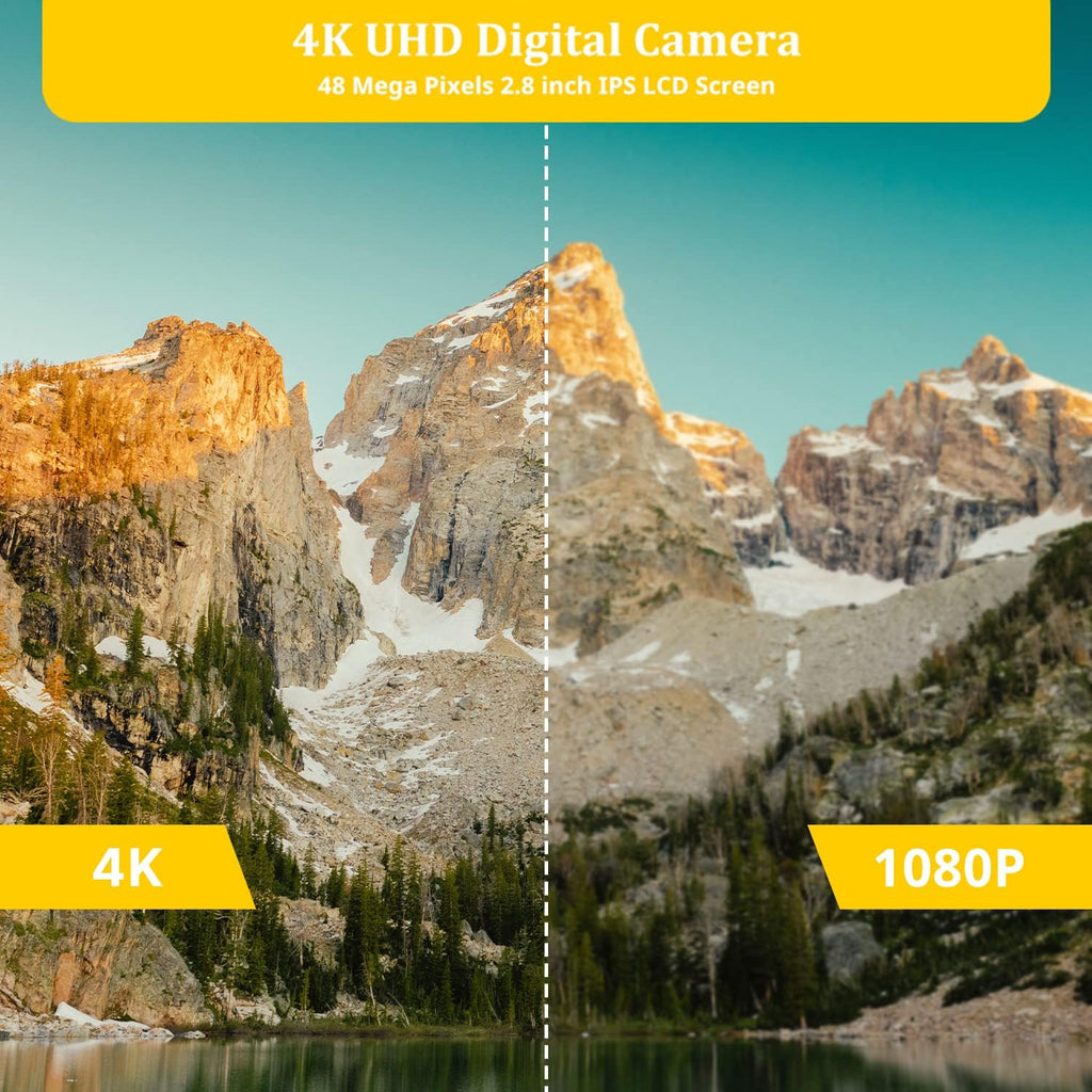 4K 48MP Portable Pocket Camera with Charger Dock, 2.8 LCD Screen, Pack of 2 D676