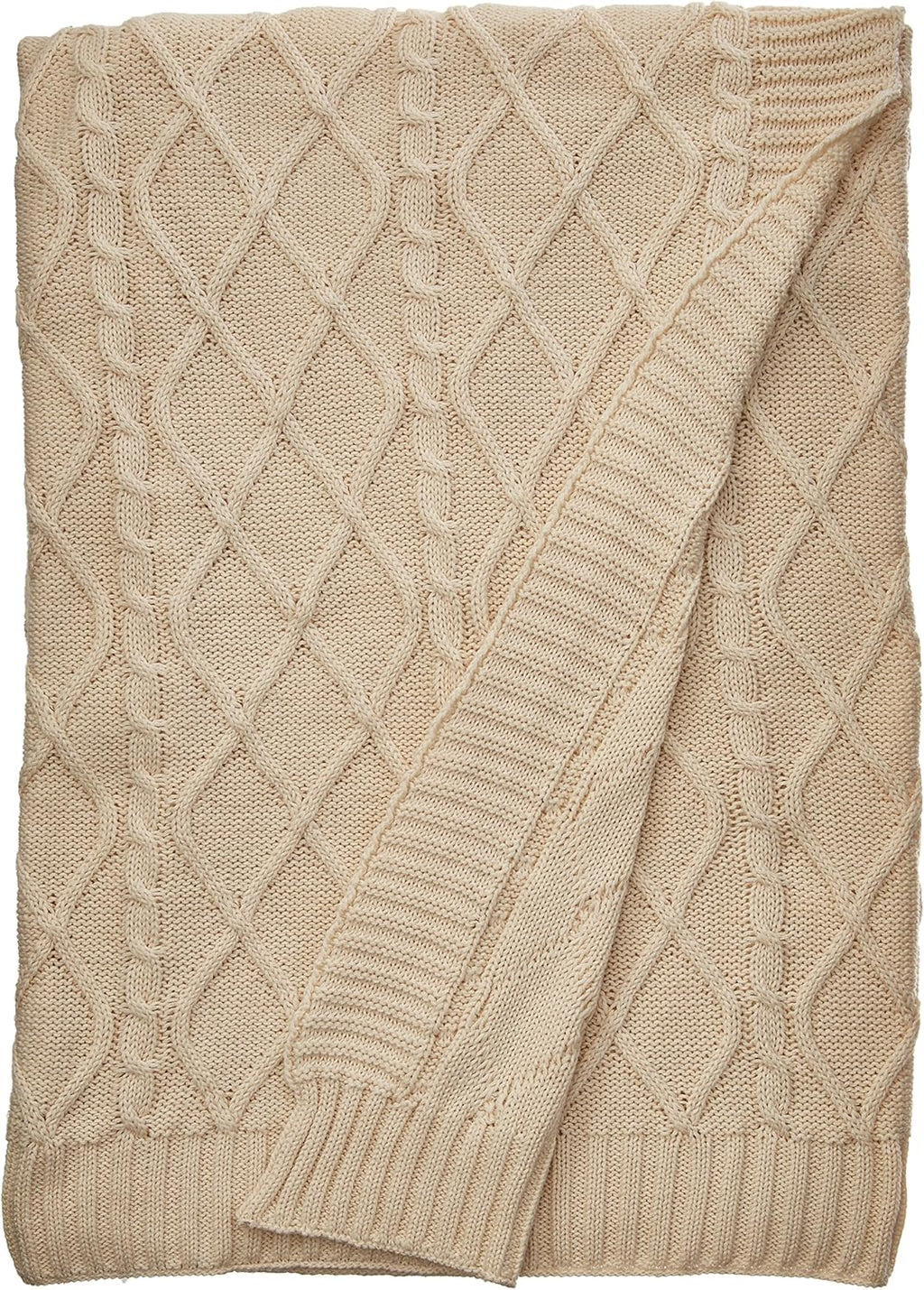 Oversized Cable Knit Throw, 50 x 70, Light Sand Z427