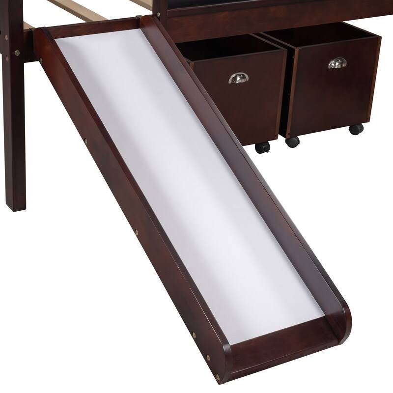 Espresso Twin Size Loft Bed with Two Storage Boxes R13257