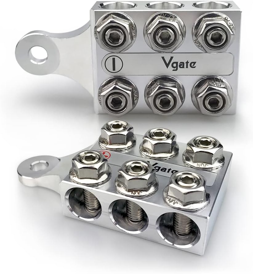 12-Way Post Terminal Distribution Block Bus Bar, 8AWG up to 4/0 AWG Gauge, Pack of 2 S2554