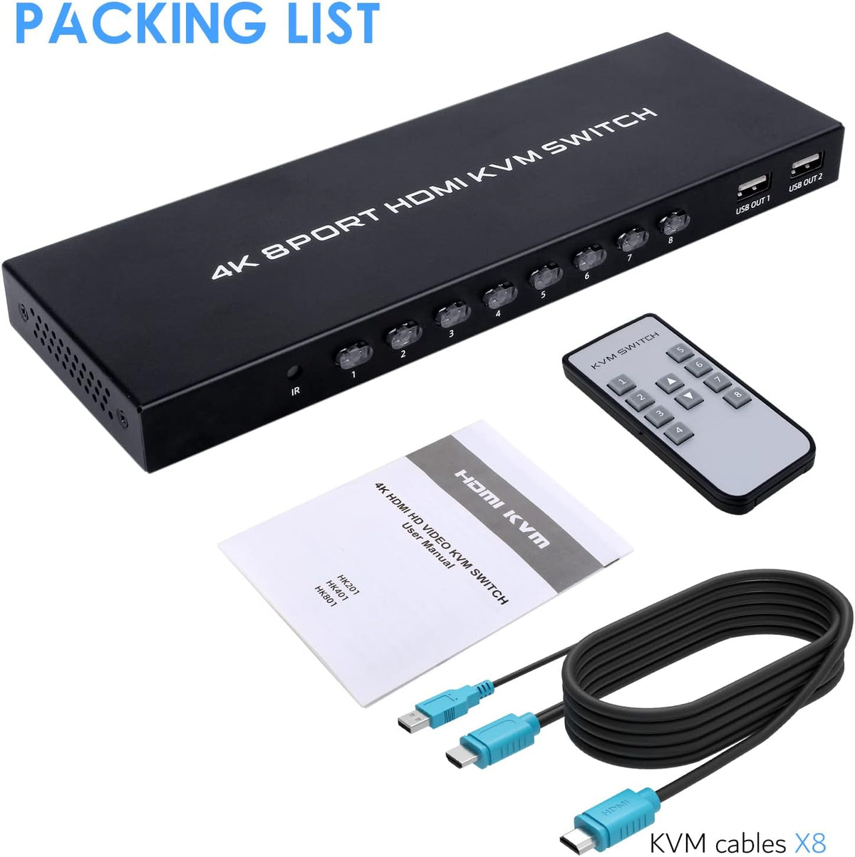 8 Port 4K HDMI KVM Switch with USB 2.0 I230
