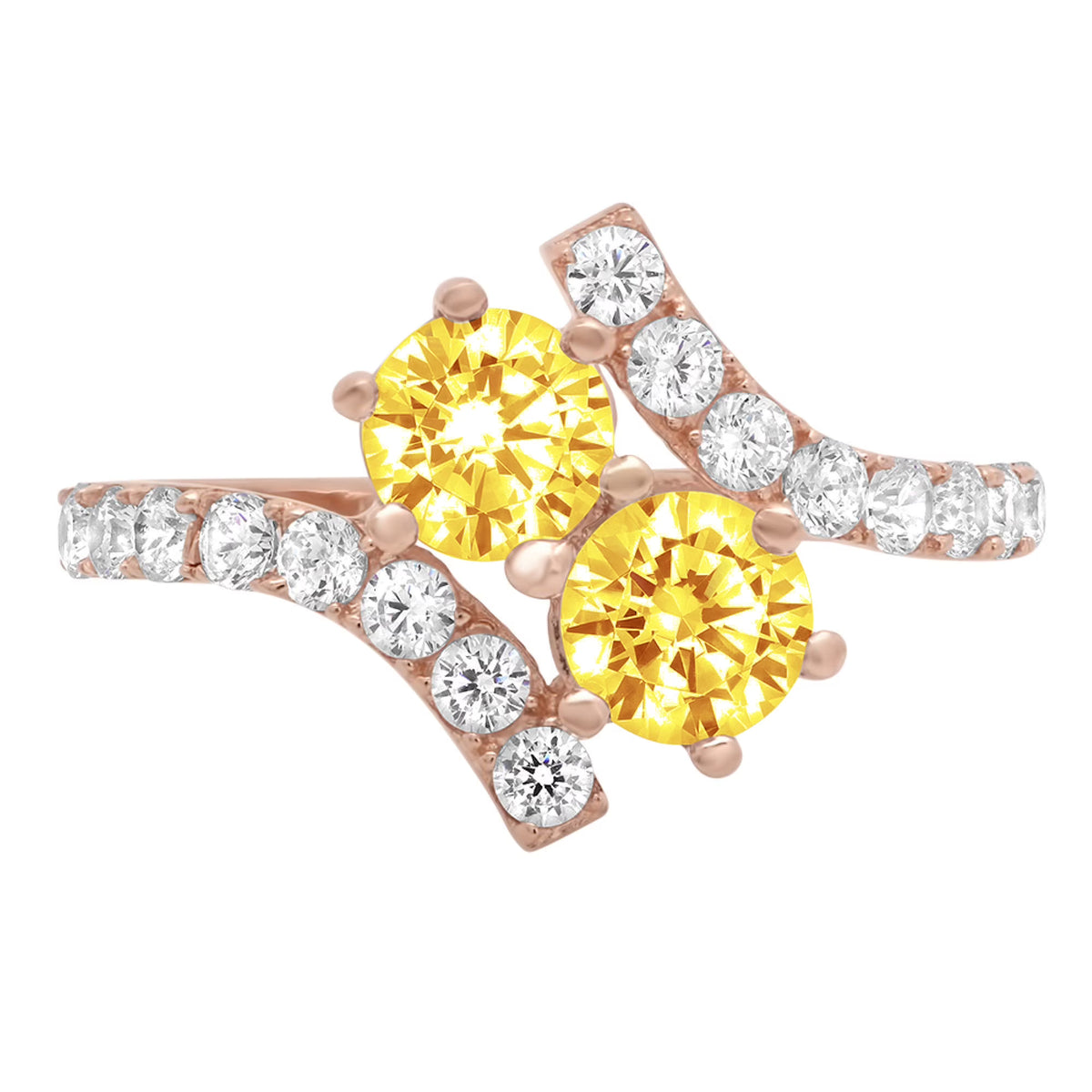 1.98ct Round Cut Yellow Simulated Diamond 14k Pink Rose Gold Engagement Ring Size 7.75 X47834
