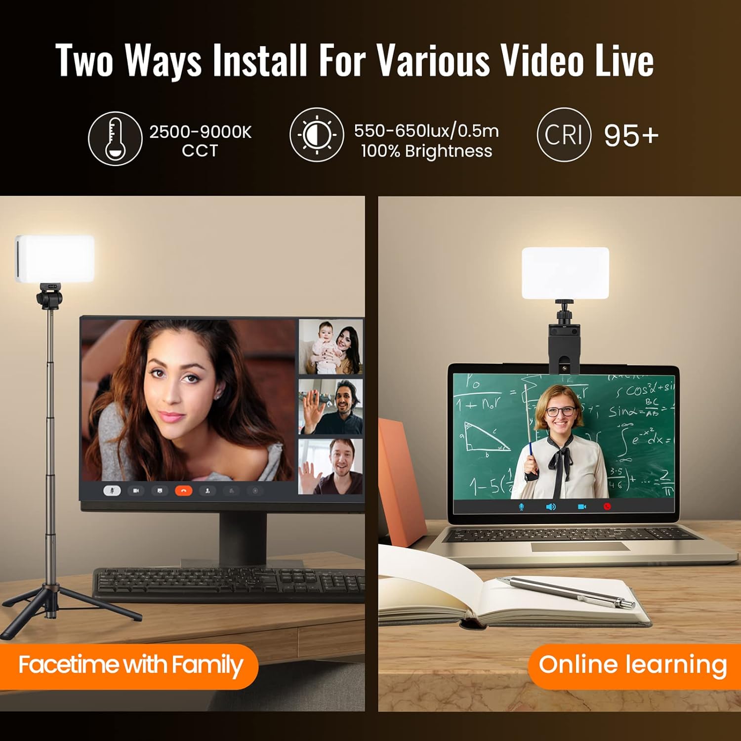 Pack of 2 Adjustable Tripod Video Conference Light N205078