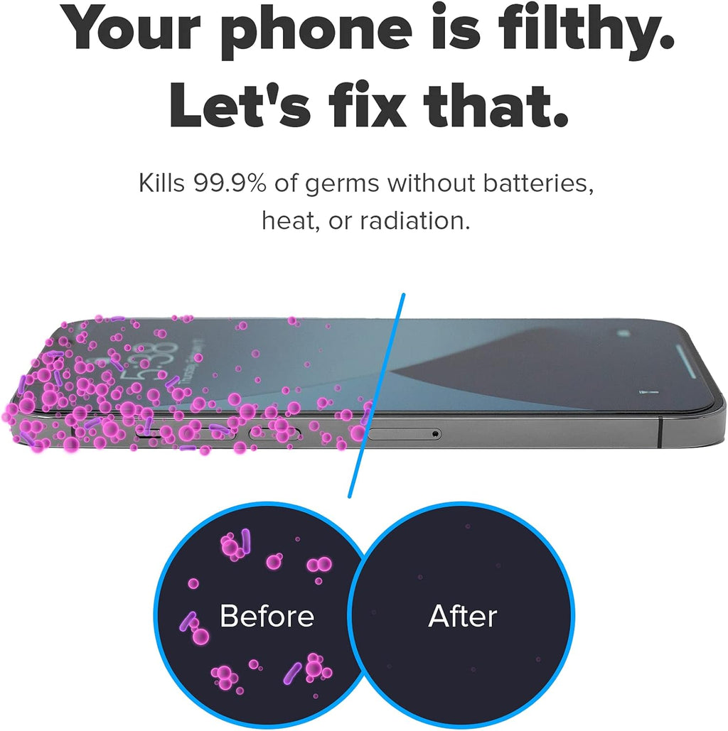UV Phone Sanitizer with Wireless Charging, White Pack of 2 K3725