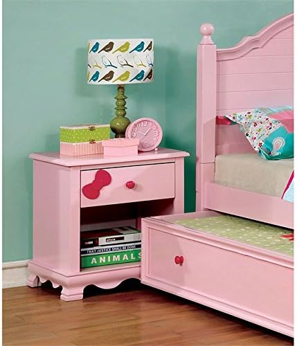 Pink Wood 1-Drawer Nightstand B61177