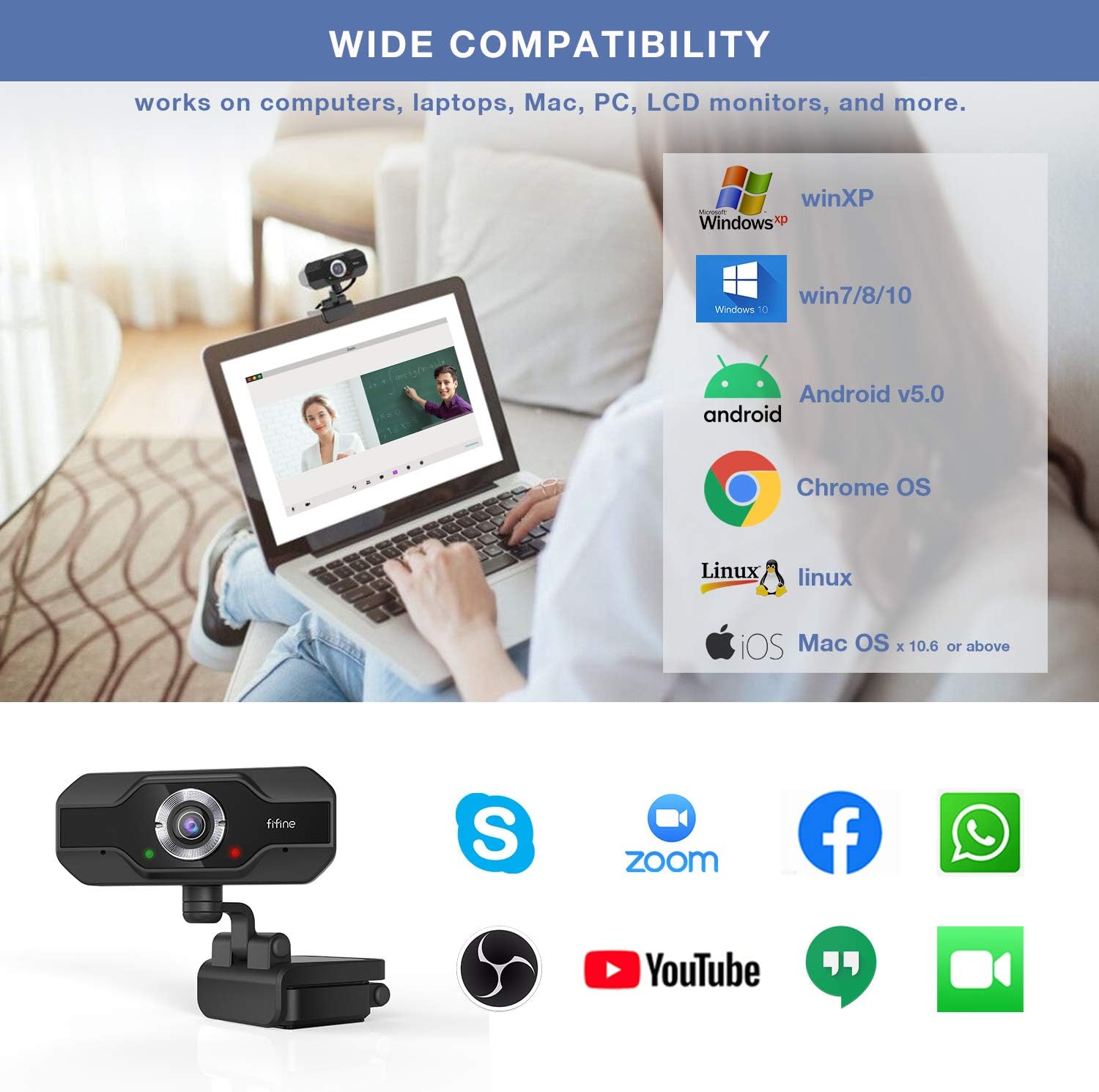 2 Pack 1080P USB Webcam with Microphone Y12392