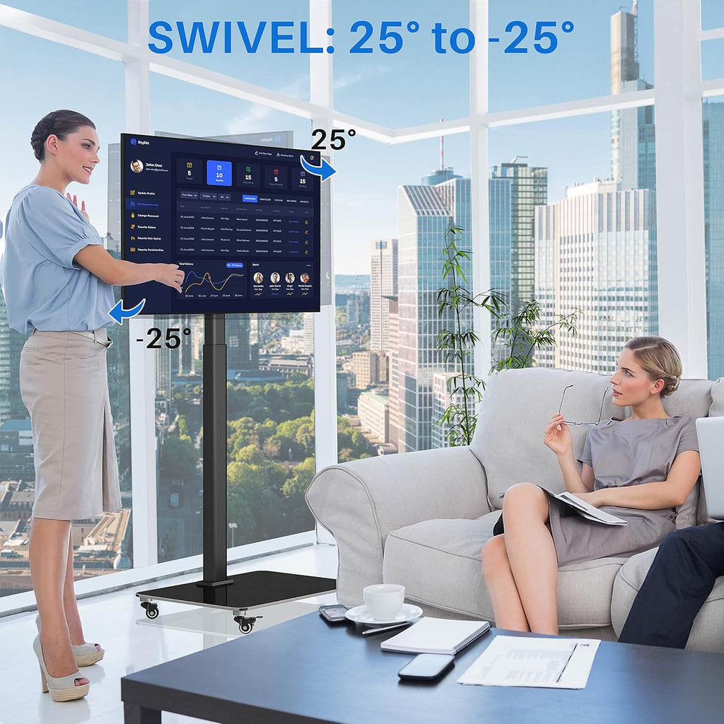 Tall TV Stand with Wheels, Height Adjustable, Max VESA 600x400mm U644075