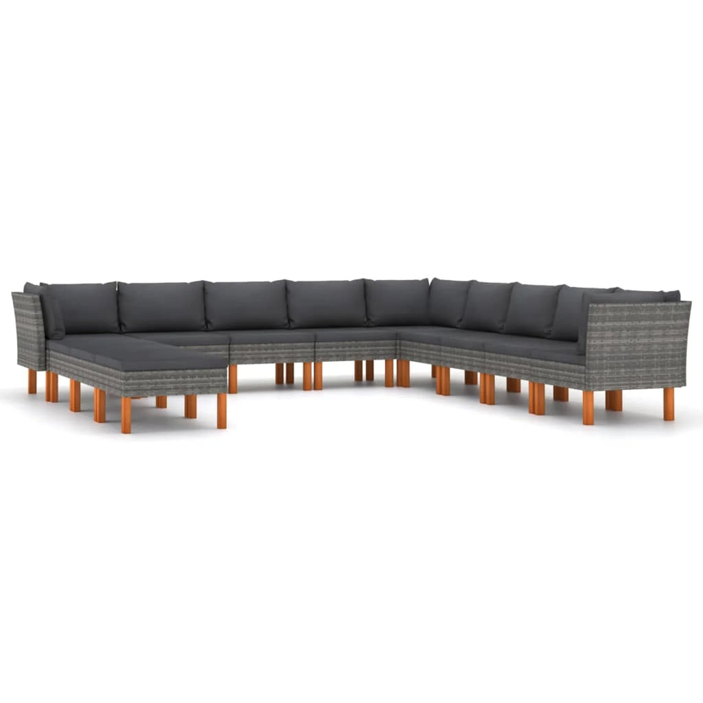 12 Piece Poly Rattan Garden Set with Cushions Gray A336722
