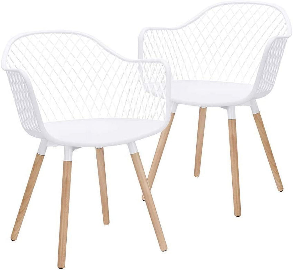 White Molded Plastic Shell Arm Chair, Set of 2 Y3377