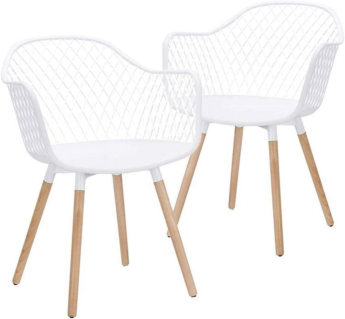 White Molded Plastic Shell Arm Chair, Set of 2 Y3377