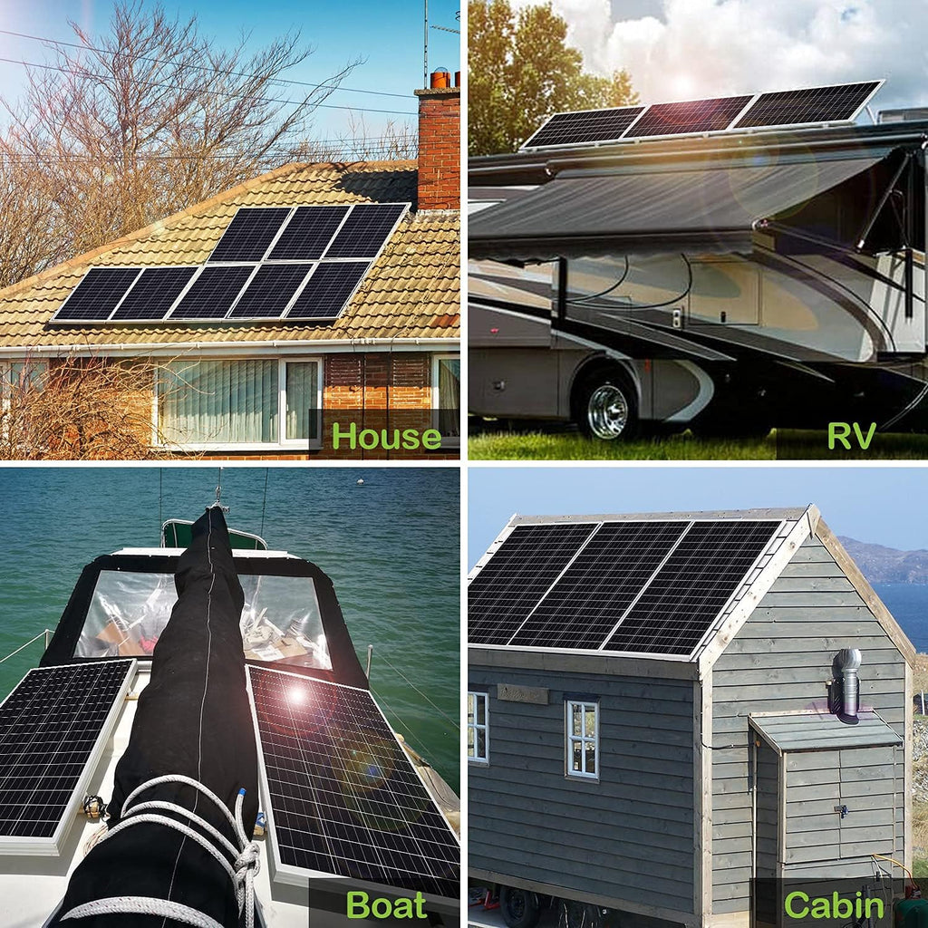 200 Watt 12 Volt Monocrystalline Solar Panel, 2 Pack of 12V 100W PV Module O605917