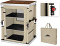 Green Pop Up Folding Camping Table with 3-Tier Storage A3264