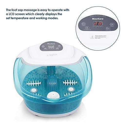 Foot Spa Bath Massager with Heat Bubbles Vibration, 4 Massaging Rollers J4290