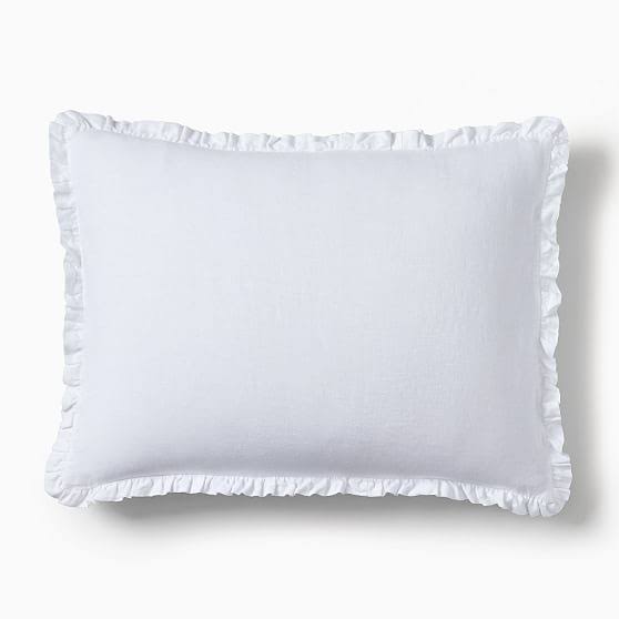 White European Flax Linen Ruffle Duvet Sham Set I47223