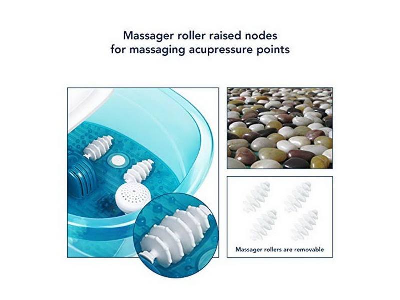 Foot Spa Bath Massager with Heat Bubbles Vibration, 4 Massaging Rollers J4290