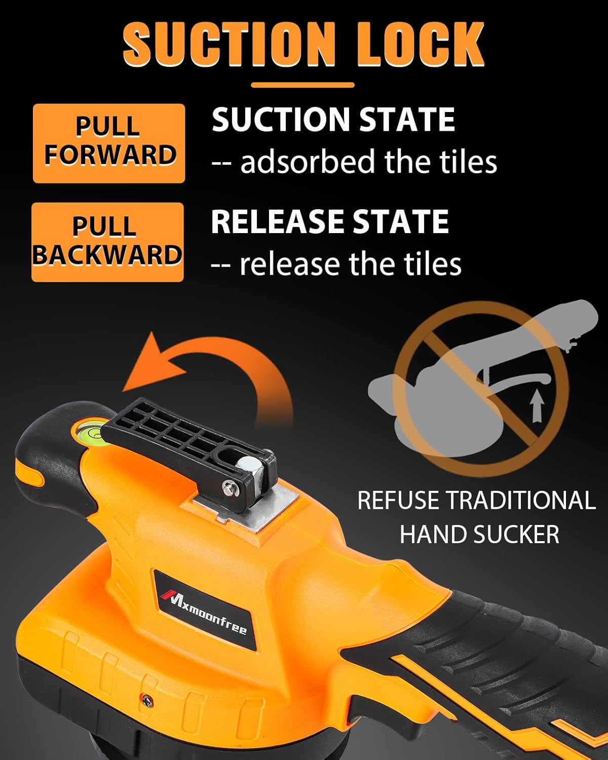 Tile Vibration Machine with Suction Cup, Storage Case, 2 Pcs 2000mAh Battery (Orange) G9633