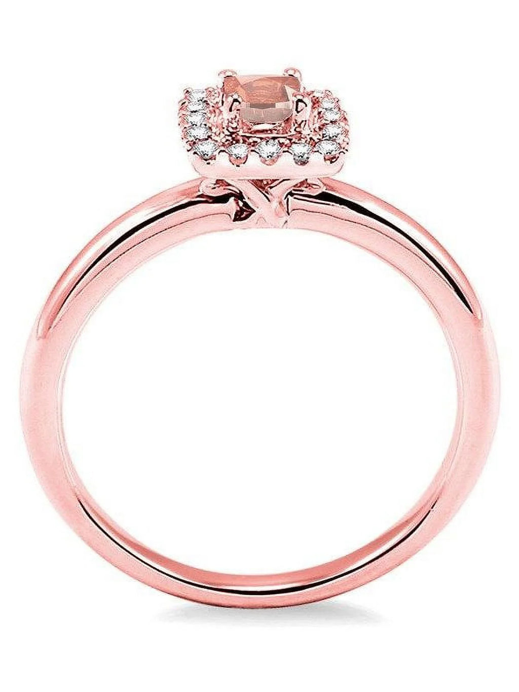 14K Rose Gold Morganite And Diamond Halo Engagement Ring K58912