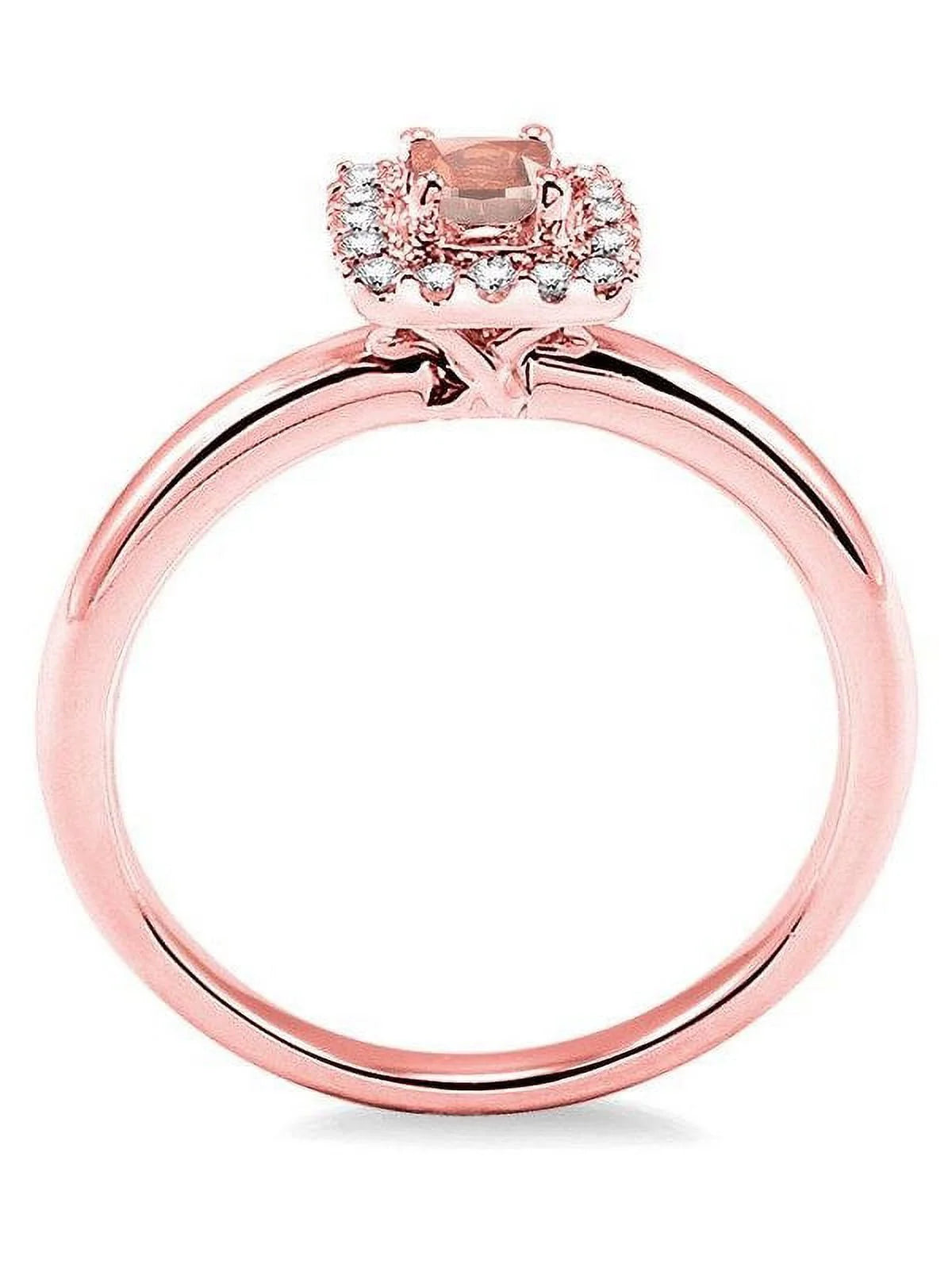 14K Rose Gold Morganite And Diamond Halo Engagement Ring K58912