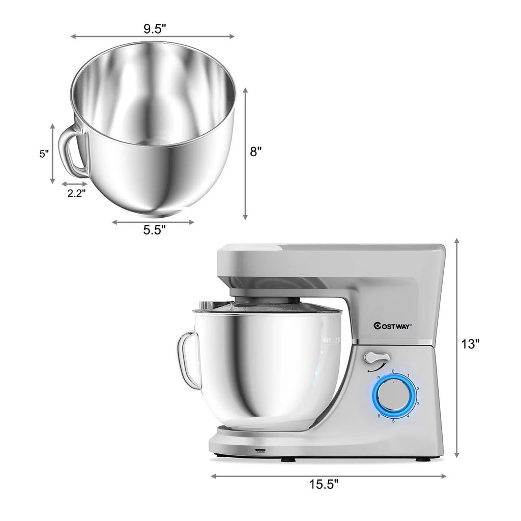 Tilt-Head Stand Mixer 7.5 qt 6 Speed 660W with Dough Hook, Whisk & Beater W863578