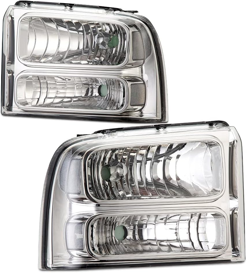 Clear Lens Black Housing Amber Reflector Headlights for Ford Super Duty S320