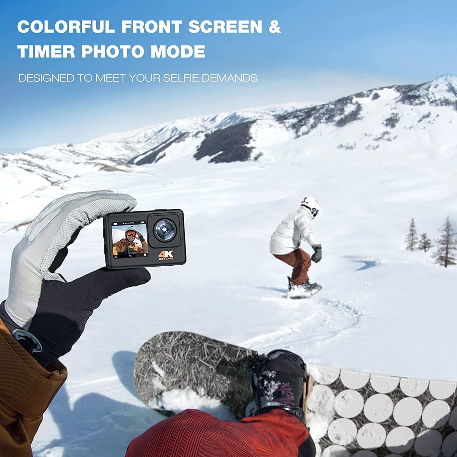 4K 20MP Waterproof Action Camera with Dual Screen and 2 Batteries V5800
