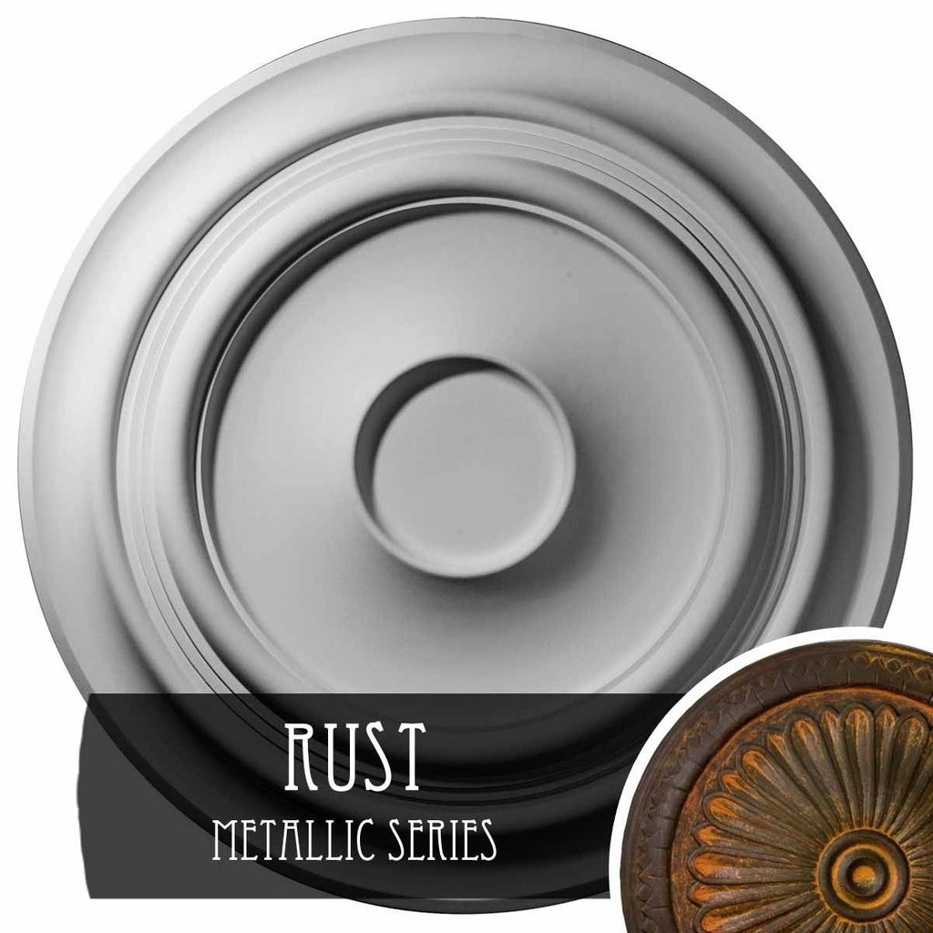 32 5/8x22OD x 1 1/2x22P Hand-Painted Rust Ceiling Medallion O1967