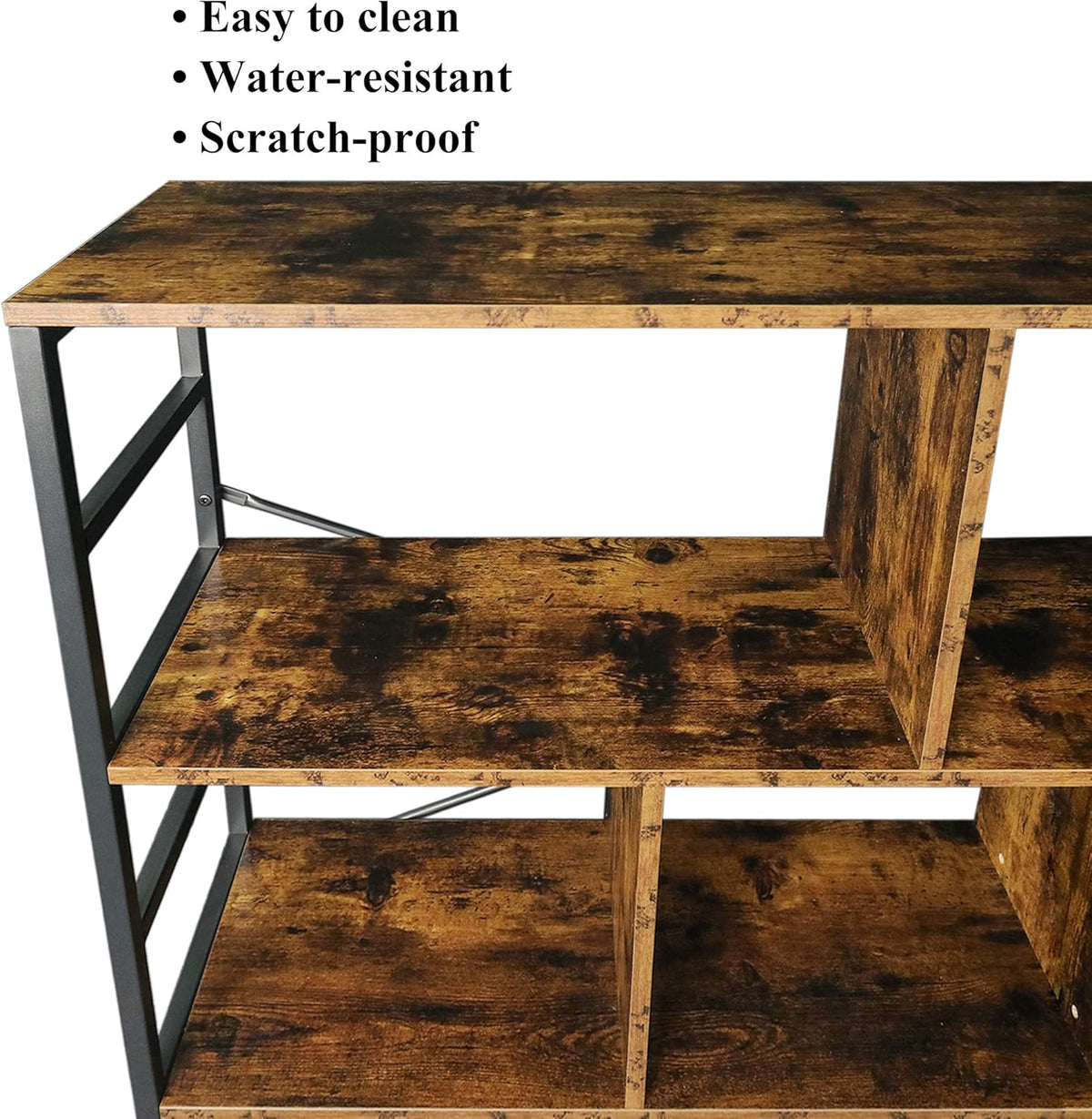 Rustic Brown 3-Tier Bookcase with Open Storage Shelves Y4399